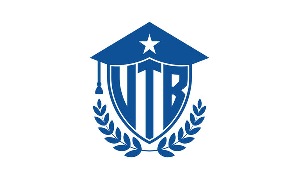 UTB three letter iconic academic logo design vector template. monogram, abstract, school, college, university, graduation cap symbol logo, shield, model, institute, educational, coaching canter, tech