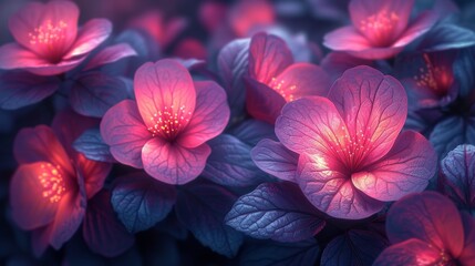3d rendering of abstract floral background with purple and pink flowers. - Generative AI