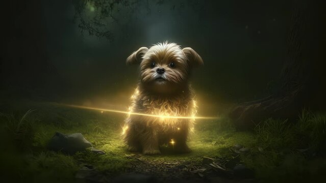 Portrait of a cute Jedi dog. Created with Generative AI.	
