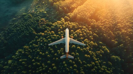 drone view photography of air plane flying at the top of green hiils