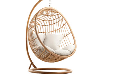 Fototapeta na wymiar Beautiful Rattan Seated Swing Isolated on Transparent Background PNG.