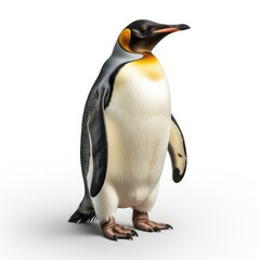 Obraz premium Isolated Emperor and King Penguins standing on a snowy white background in Antarctica