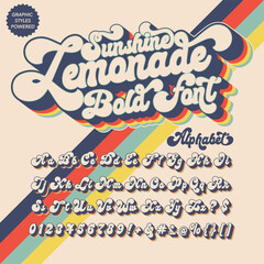 Color Effect Sunshine Lemonade Script vintage retro bold Font template