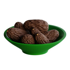 Dates Fruit Bowl 3d illustration