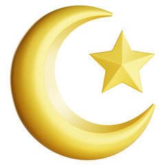 Half Moon and Star 3d illustration