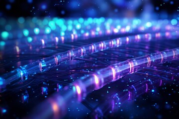 Internet cable, high speed connection, fiber optics concept. Glowing data cables transferring information background.. - obrazy, fototapety, plakaty