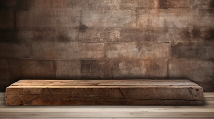 Wooden planks on wooden floor. Podium for display product. - obrazy, fototapety, plakaty