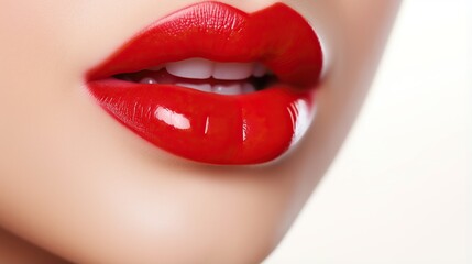 Obraz premium Sexy lips. woman's face. sexy glossy lips. beautiful lip makeup.Lipstick and lipgloss.passionate lips