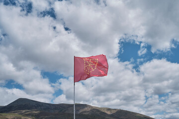 Bandera de Navarra ondeando en una colina