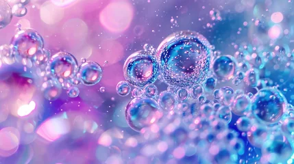 Foto op Canvas Close-up captures shimmering water bubbles, reflecting light in sudsy, shiny droplets. Ai Generated © Crazy Juke