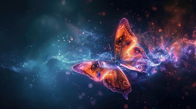 An exquisite abstract butterfly dances with vibrant colors, evoking grace and beauty. Ai Generated