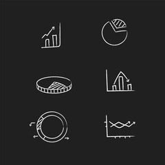 hand drawn chart icon on black background