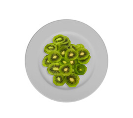 Green kiwi fruit  on a plate