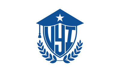 UYI three letter iconic academic logo design vector template. monogram, abstract, school, college, university, graduation cap symbol logo, shield, model, institute, educational, coaching canter, tech