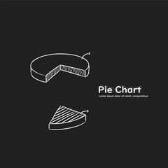 hand-drawn image of a 3d pie chart cut out and its parts