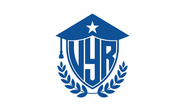 UYR three letter iconic academic logo design vector template. monogram, abstract, school, college, university, graduation cap symbol logo, shield, model, institute, educational, coaching canter, tech