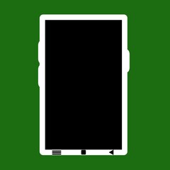 Smartphone with a blank screen on a green background.
