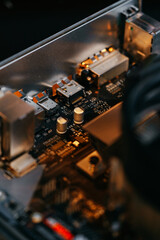 Fototapeta na wymiar Computer part circuit board close up photo