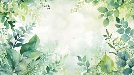 nature  watercolor background lush greenery and delicate foliage seamless pattern.