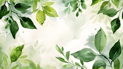 nature  watercolor background lush greenery and delicate foliage seamless pattern.