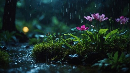 fairy forest in the middle of the night