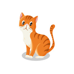 Obraz premium Curious Orange Tabby Cat Illustrated on a Plain White Background