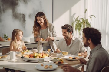 Obraz na płótnie Canvas Family enjoying a healthy breakfast together