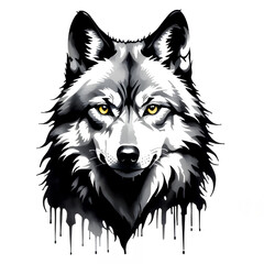 black on white stencil wolf