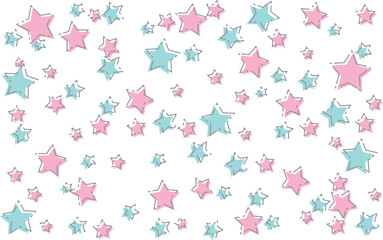 縁取りされたピンク色と水色の星を散りばめた背景
