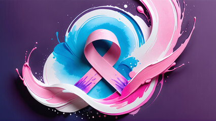 World Cancer Day concept. Cancer protection concept. Colorful cancer awareness ribbon. AI generated.