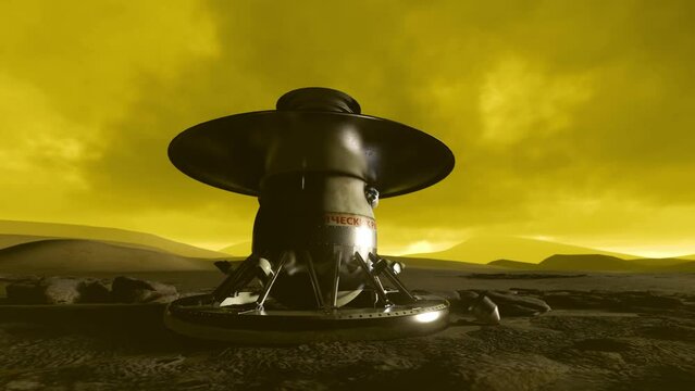 3D Animation showing the Venera 9 space probe landing on Venus
