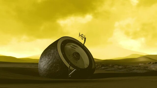 3D Animation of the Venera 7 space probe knocked over on Venus
