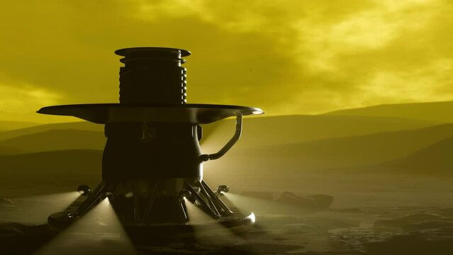 3D Animation of the Venera 9 space probe on the surface of Venus