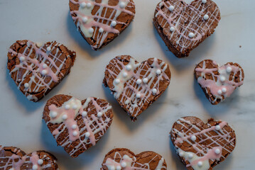 heart shaped slices of a brownie 