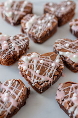 heart shaped slices of a brownie 