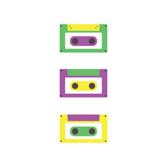 Retro Classic Cassette Tape Rainbow Colors Clipart Music Recording Radio Audio Vintage Cute Case Illustration