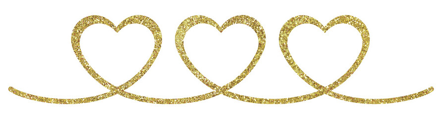 gold heart in a row