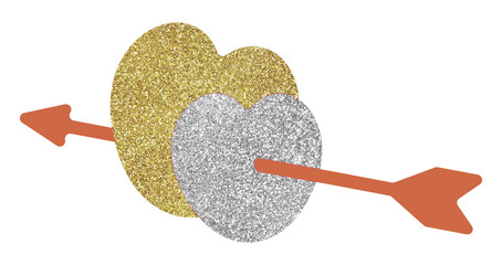 Pierced silver and gold hearts 