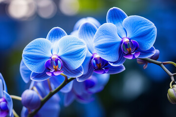 Beautiful blue blooming orchid flowers