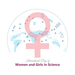 International Day of Women and Girls in Science vector, illustration. 