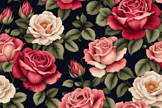 vintage rose flower pattern