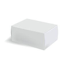 Realistic white box mockup with isolated images of similar blank packaging box on blank background vector.