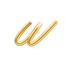 3d Golden Shiny Small Letter w Alphabet w Rounded Inflatable Font White Background 3d Illustration