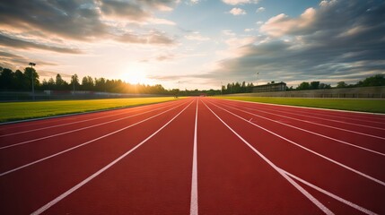 Running track with no runners and flawless surface against sky