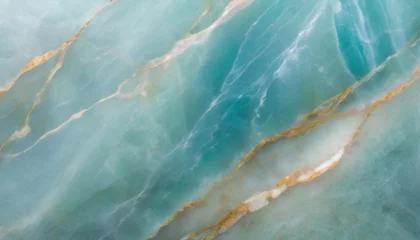 Fotobehang Tekstura onyx i strukturze marmuru, turkusowa, generative ai © Elżbieta Kaps