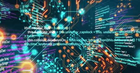 Image of data processing over black background
