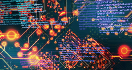 Image of data processing over black background