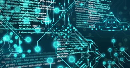 Image of data processing over black background