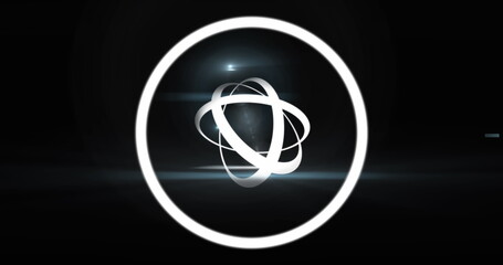 Image of globe with data processing over dark background