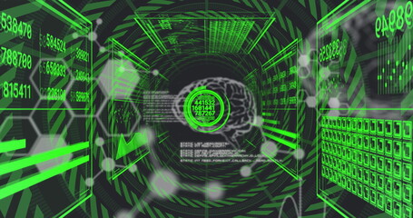 Image of data processing over black background